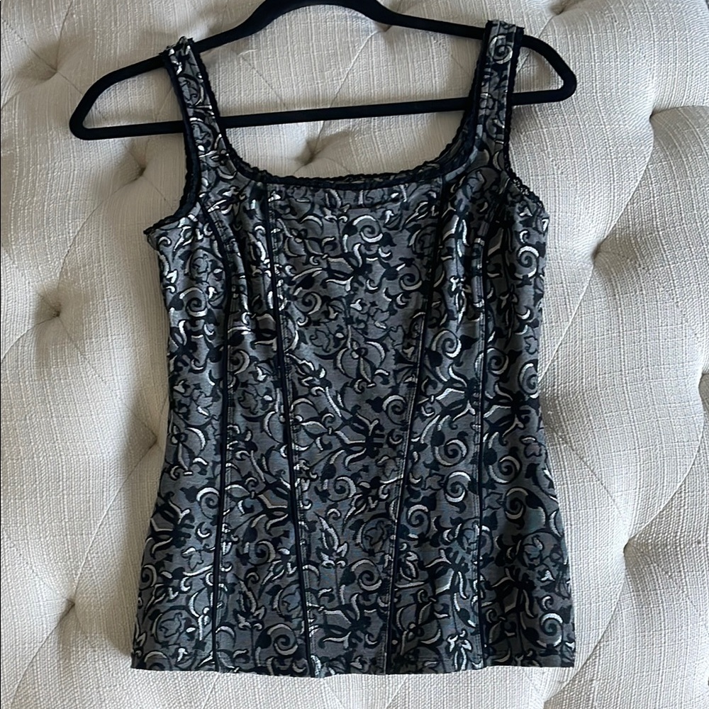 White House Black Market Silver and Black Bustier Camisole